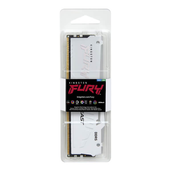 Kingston Fury Beast RGB XMP 16GB (16GBx1) DDR5 5200MHz Desktop RAM (White)