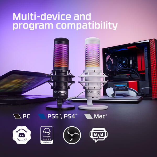 HyperX QuadCast S RGB USB Condenser Microphone (White)