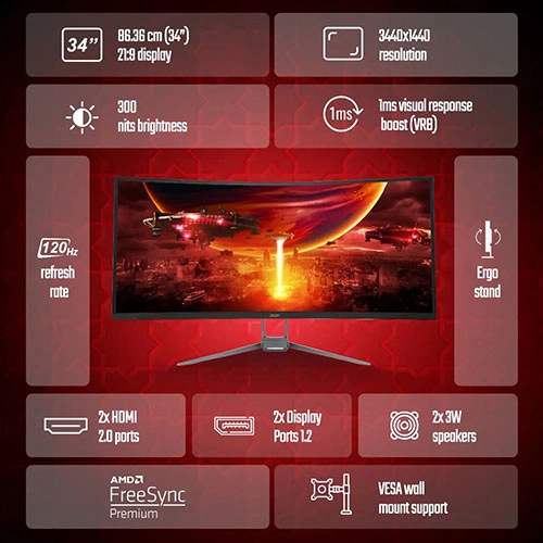Acer Nitro ED343CUR 34 Inch Curved Gaming Monitor