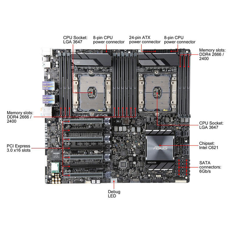 Asus WS C621E Sage Workstation Motherboard