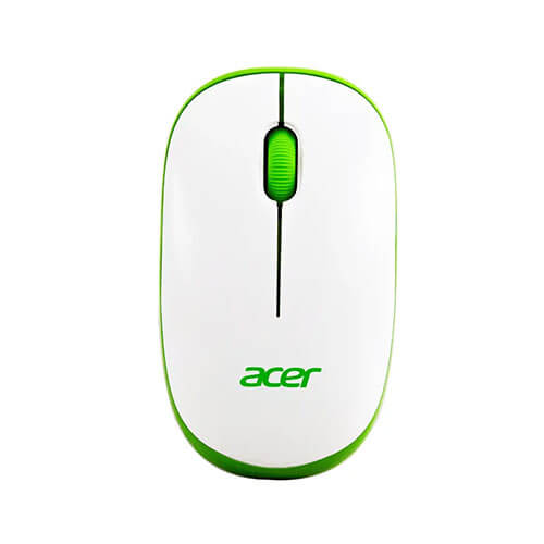 Acer Wireless White and Green Mouse
