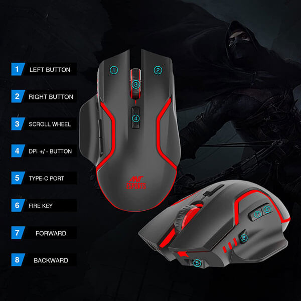 Ant Esports GM320 Pro RGB Wireless Gaming Mouse (Black)