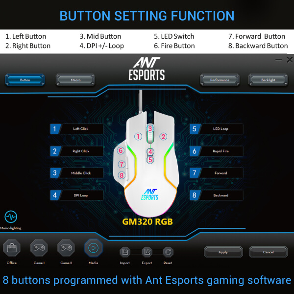 Ant Esports GM320 RGB White Gaming Mouse