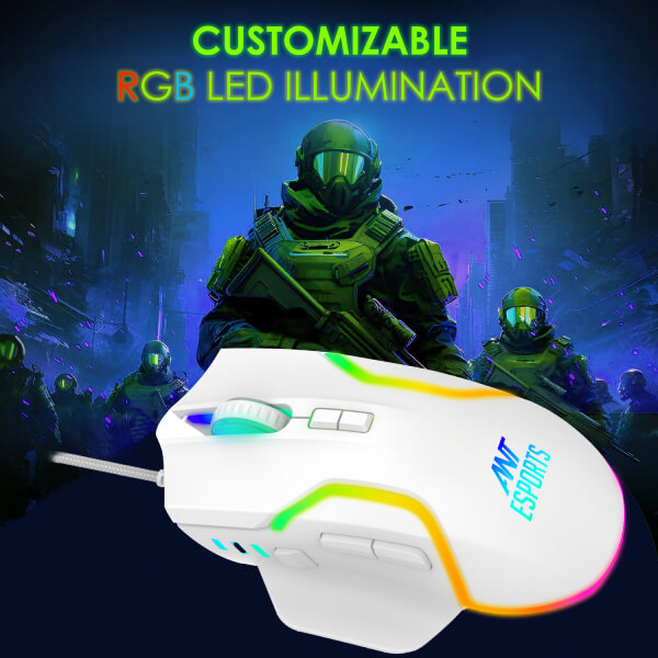 Ant Esports GM320 RGB White Gaming Mouse