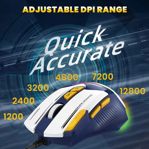 Ant Esports GM333 Gaming Mouse (Blue-White-Yellow)