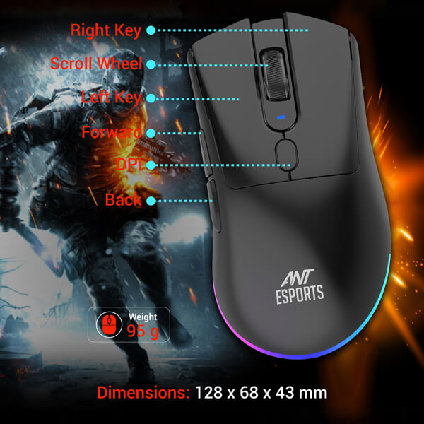 Ant Esports GM900 Gaming Mouse with Charging Dock (Black)