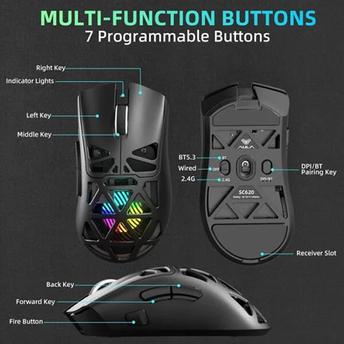 Aula SC620 Tri Mode RGB Gaming Mouse