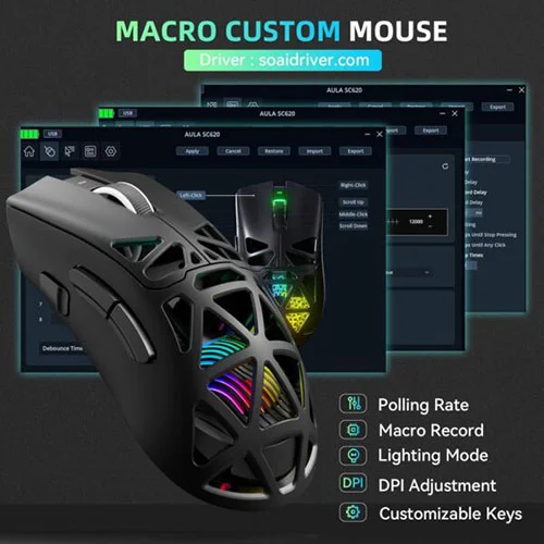 Aula SC620 Tri Mode RGB Gaming Mouse