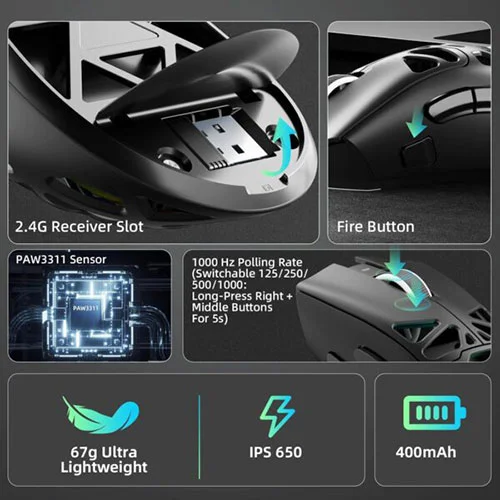 Aula SC620 Tri Mode RGB Gaming Mouse