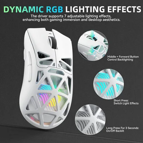 Aula SC620 Tri Mode RGB White Gaming Mouse