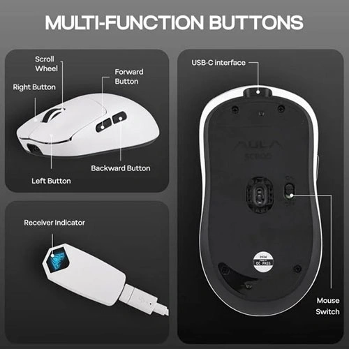 Aula SC800 Tri-Mode Wireless White Gaming Mouse