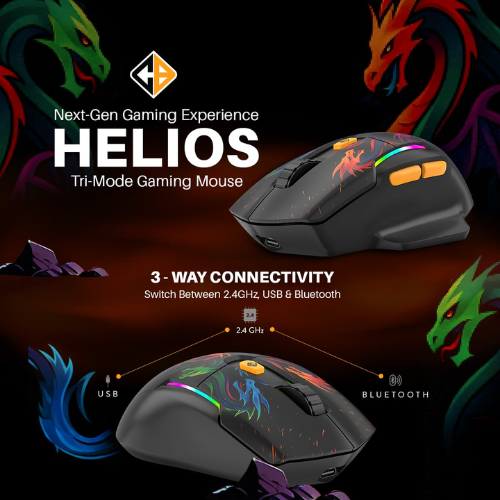 Cosmic Byte Helios Dragon Black Tri-Mode Gaming Mouse
