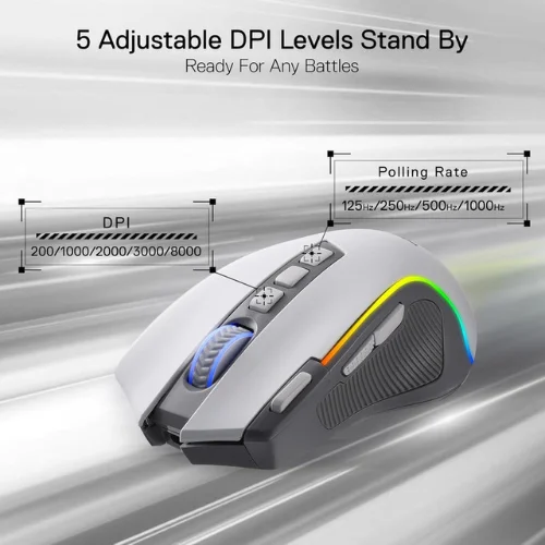 Redragon Predator Pro M612 Pro Tri-Mode RGB White and Grey Gaming Mouse