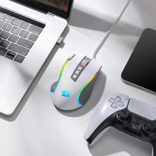 Redragon Predator Pro M612 Pro Tri-Mode RGB White and Grey Gaming Mouse