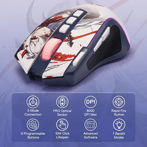 Redragon Pro Predator M612 Pro Anime Wireless RGB Gaming Mouse
