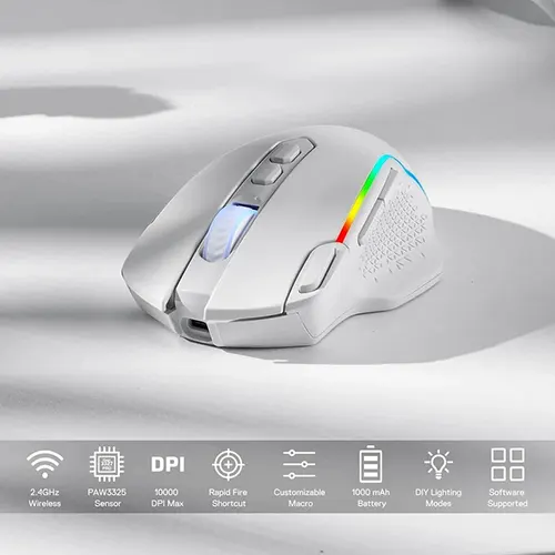 Redragon Taipan Pro M810 Pro White RGB Wireless Gaming Mouse