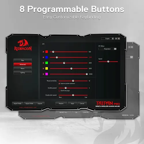 Redragon Taipan Pro M810 Pro White RGB Wireless Gaming Mouse