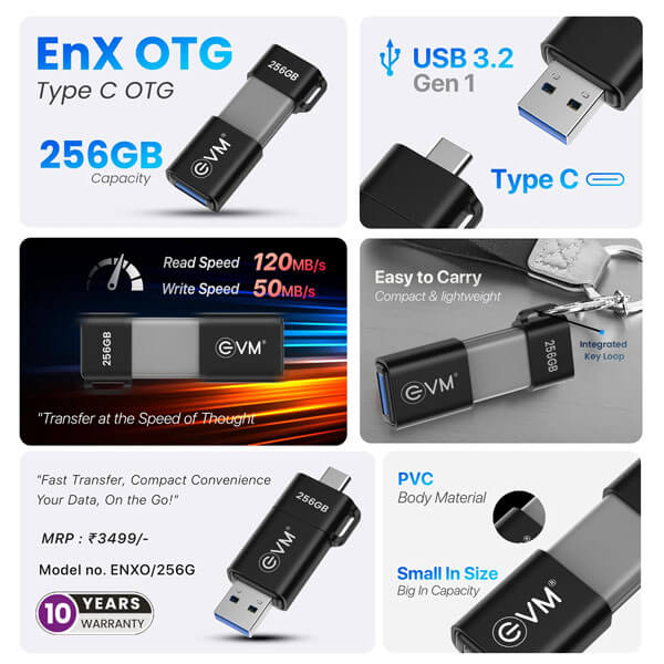 EVM EnX 256GB USB and Type-C OTG Pen Drive