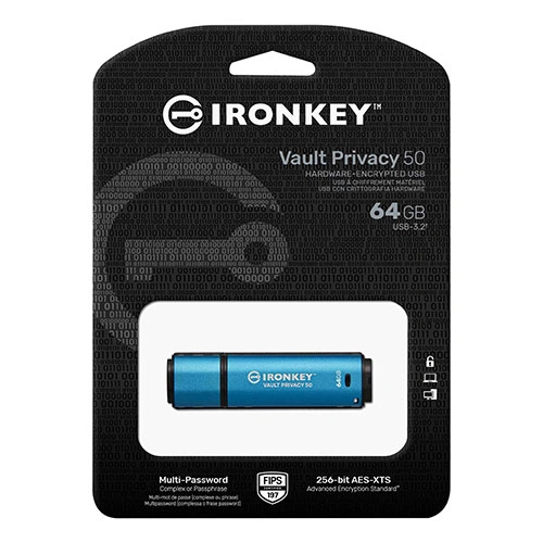 Kingston Ironkey Vault Privacy 50 Series 64GB USB 3.2 Pen Drive