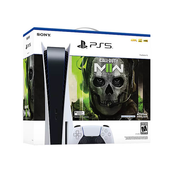 Sony PlayStation 5 Console 825GB SSD Bundle with Call of Duty Modern Warfare II Game (White)
