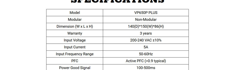 Antec VP650 P Plus 650 Watt 80 Plus Power Supply with 85% Efficiency