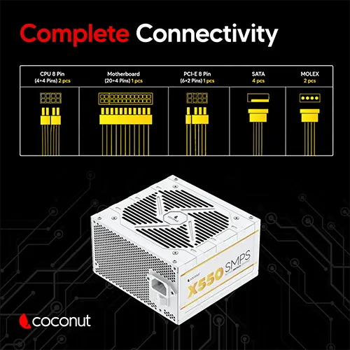 Coconut SM65 X550 Bronze 550 Watt White SMPS