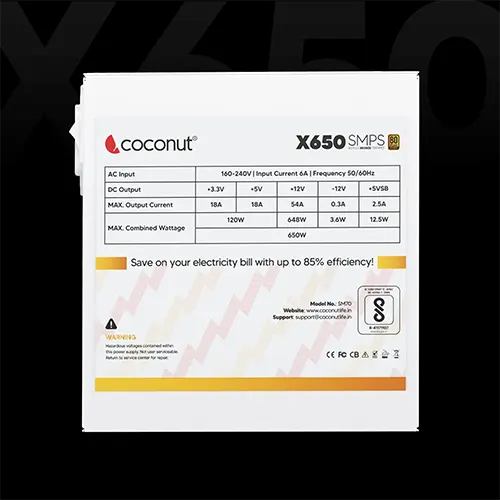 Coconut SM70 X650 Bronze 650 Watt White SMPS
