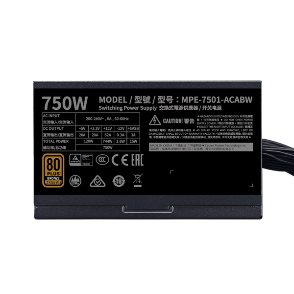 Cooler Master MWE 750 V2 80 Plus Bronze SMPS