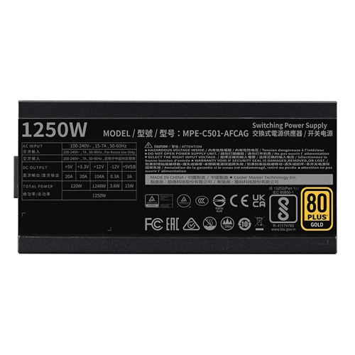 Cooler Master MWE Gold 1250 V2 ATX 3.1 Fully Modular SMPS