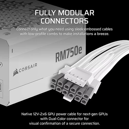 Corsair RM750e ATX 3.1 Gold Fully Modular White SMPS