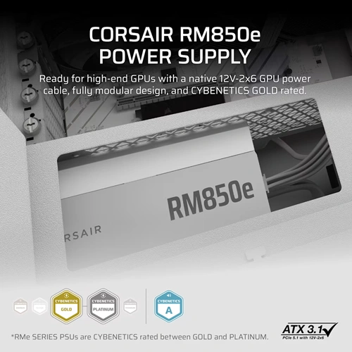 Corsair RM850e ATX 3.1 Gold Fully Modular White SMPS