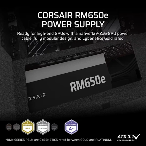 Corsair RM650e ATX 3.1 Gold Fully Modular SMPS