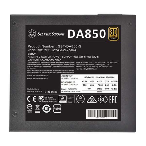 SilverStone DA850 Gold Fully Modular SMPS