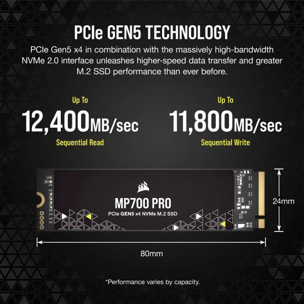 Corsair MP700 PRO 1TB M.2 NVMe 2.0 Gen5 SSD