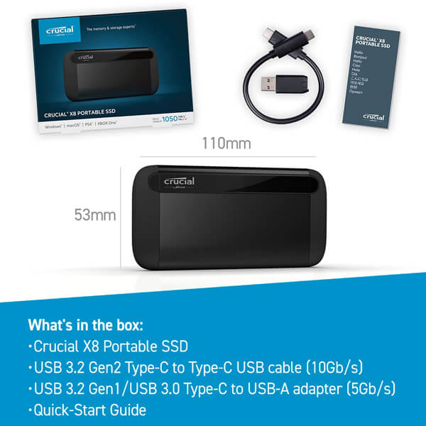 Crucial X8 1TB Portable External SSD