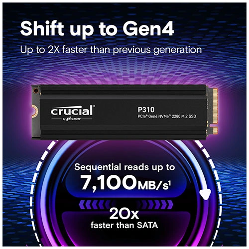 Crucial P310 2TB NVMe Gen4 SSD with Heatsink