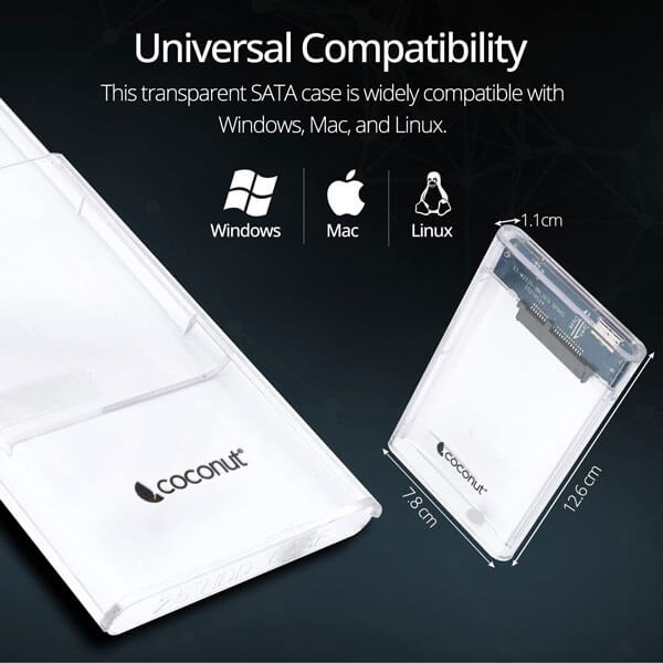 Coconut SC05 2.5 Inch SSD/HDD Sata Casing Transparent Hard Disk Enclosure USB 3.0