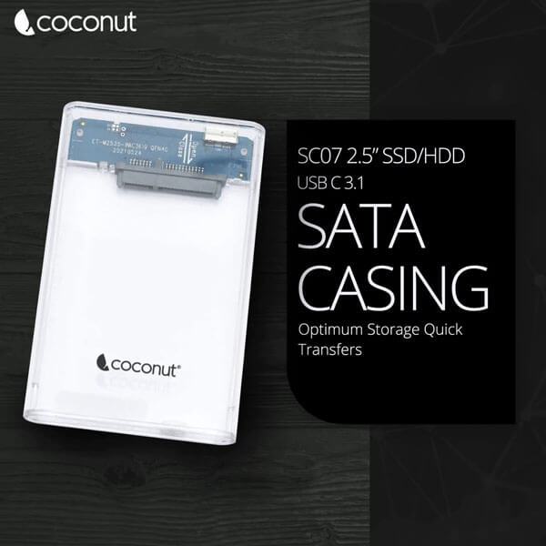 Coconut SC07 2.5 Inch SSD/HDD Sata Casing Transparent Hard Disk Enclosure