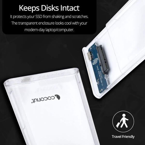 Coconut SC07 2.5 Inch SSD/HDD Sata Casing Transparent Hard Disk Enclosure