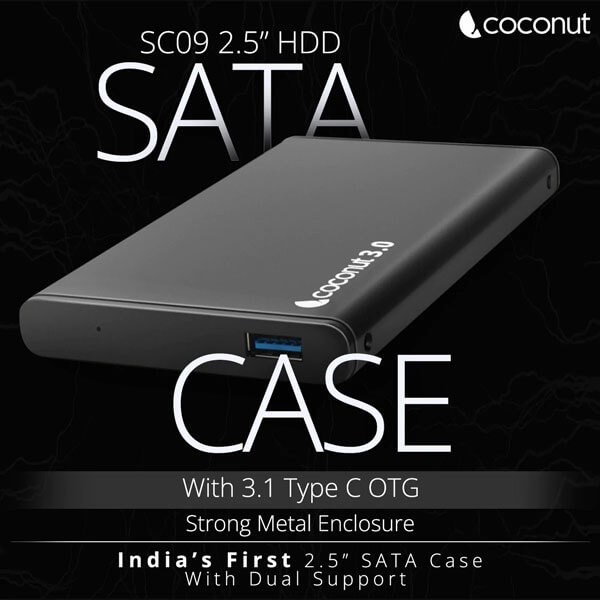Coconut SC09 2.5 Inch HDD USB 3.0 Sata Casing Enclosure Case Cover